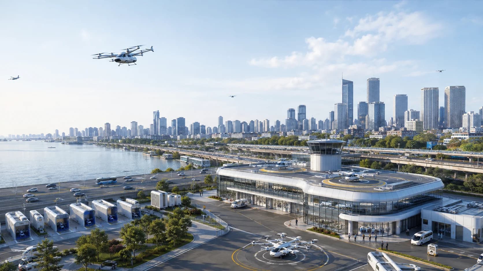Concept view of a civilian low-altitude city operations hub